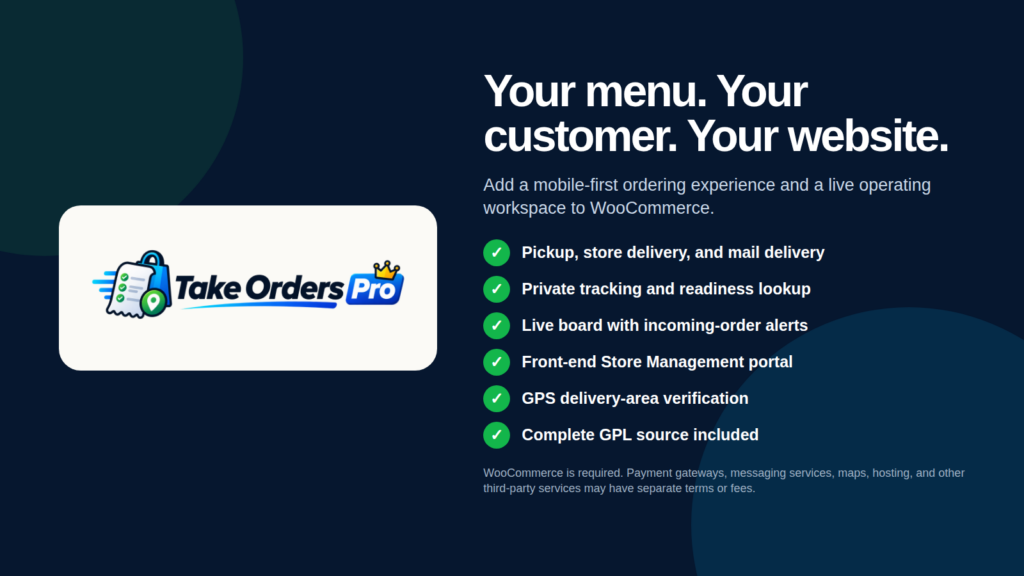 Take Orders Pro features for direct WooCommerce ordering and store management